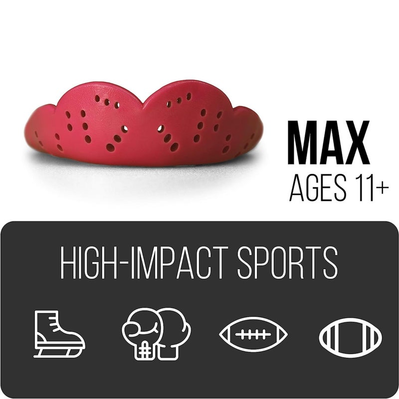SISU حارس الفم SISU Max، أزرق رائع - أقوى بنسبة 50%، حماية قصوى لرياضة الرجبي، MMA، الملاكمة، اللاكروس، كرة القدم، الهوكي، الرياضات عالية التأثير - مناسب للبالغين، قابل لإعادة التشكيل حتى 20 مرة، يعمل مع تقويم الأسنان - Image 2